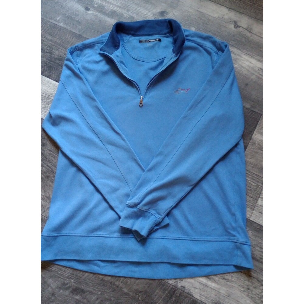Greg Norman Men's L Blue 100% Cotton Long Sleeve Polo